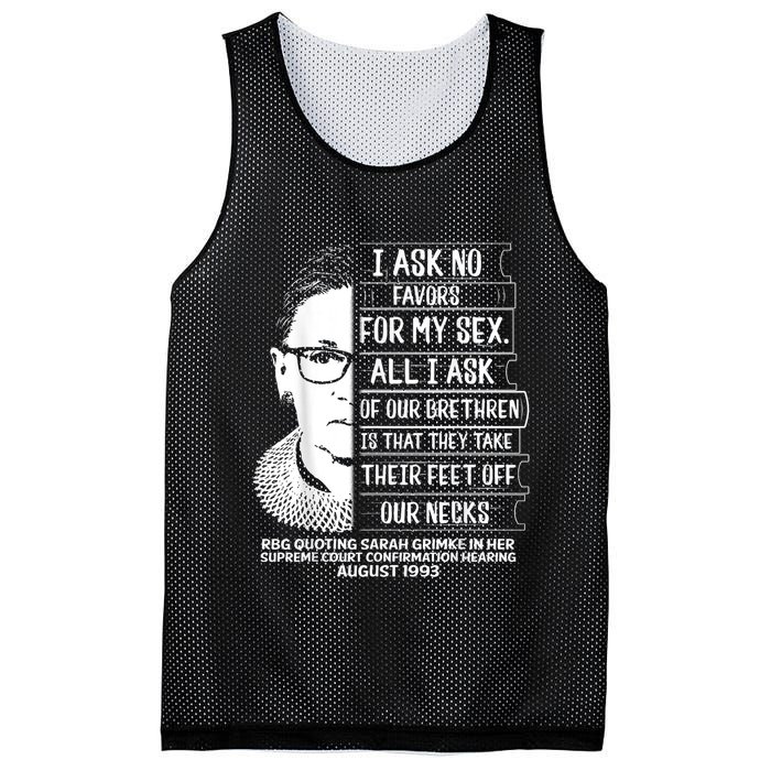 Rbg Quote Ruth Bader Ginsburg I Ask No Favor Mesh Reversible Basketball Jersey Tank