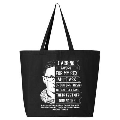 Rbg Quote Ruth Bader Ginsburg I Ask No Favor 25L Jumbo Tote