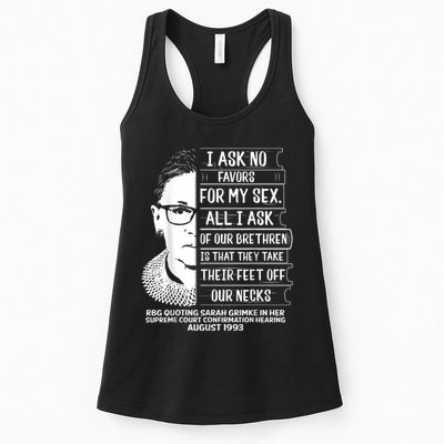 Rbg Quote Ruth Bader Ginsburg I Ask No Favor Womens Tank Top