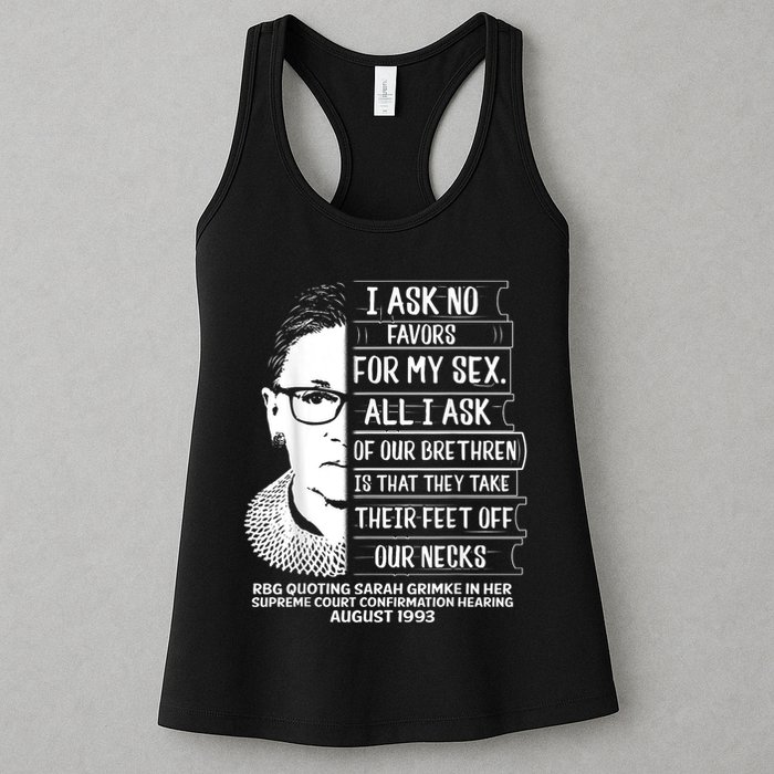 Rbg Quote Ruth Bader Ginsburg I Ask No Favor Womens Tank Top
