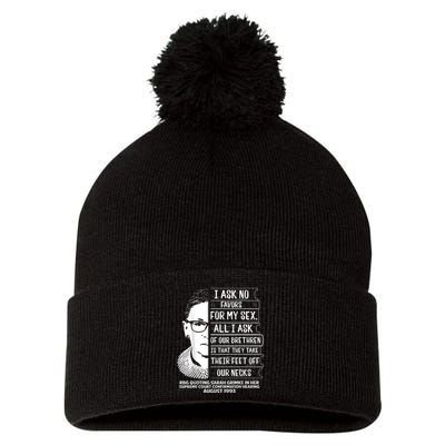 Rbg Quote Ruth Bader Ginsburg I Ask No Favor Pom Pom 12in Knit Beanie