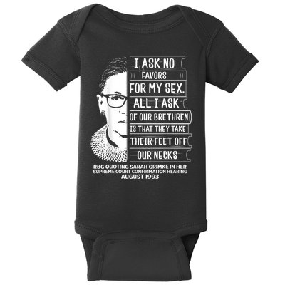 Rbg Quote Ruth Bader Ginsburg I Ask No Favor Baby Bodysuit