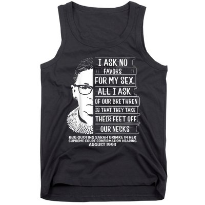Rbg Quote Ruth Bader Ginsburg I Ask No Favor Tank Top