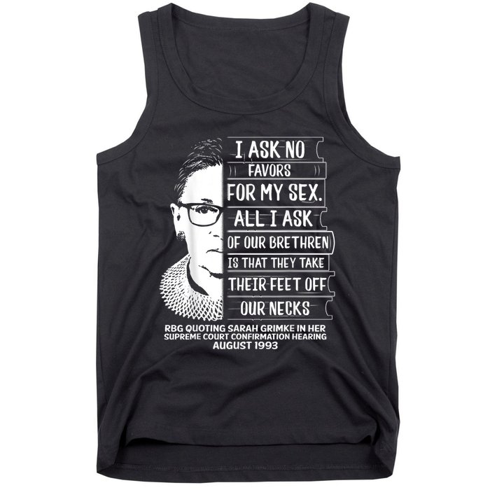 Rbg Quote Ruth Bader Ginsburg I Ask No Favor Tank Top