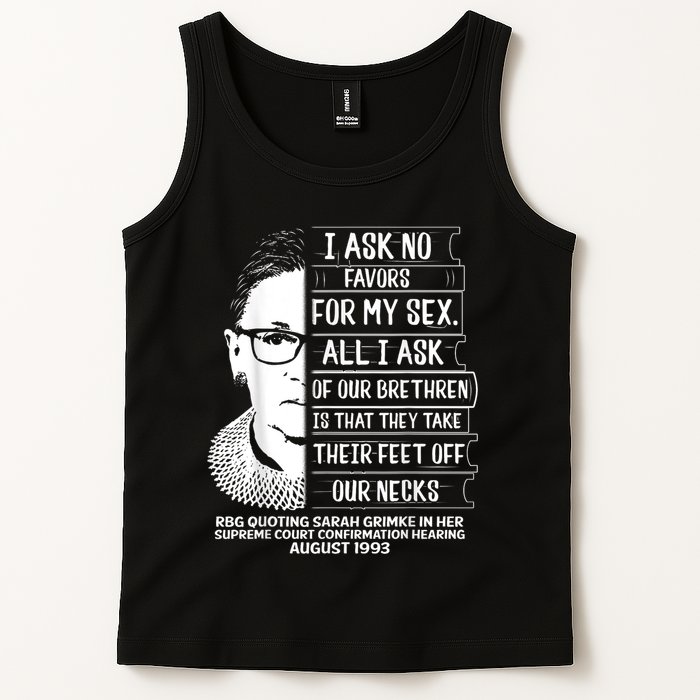 Rbg Quote Ruth Bader Ginsburg I Ask No Favor Tank Top