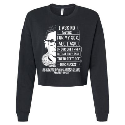 Rbg Quote Ruth Bader Ginsburg I Ask No Favor Cropped Pullover Crew
