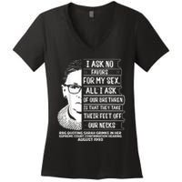 Rbg Quote Ruth Bader Ginsburg I Ask No Favor Women's V-Neck T-Shirt