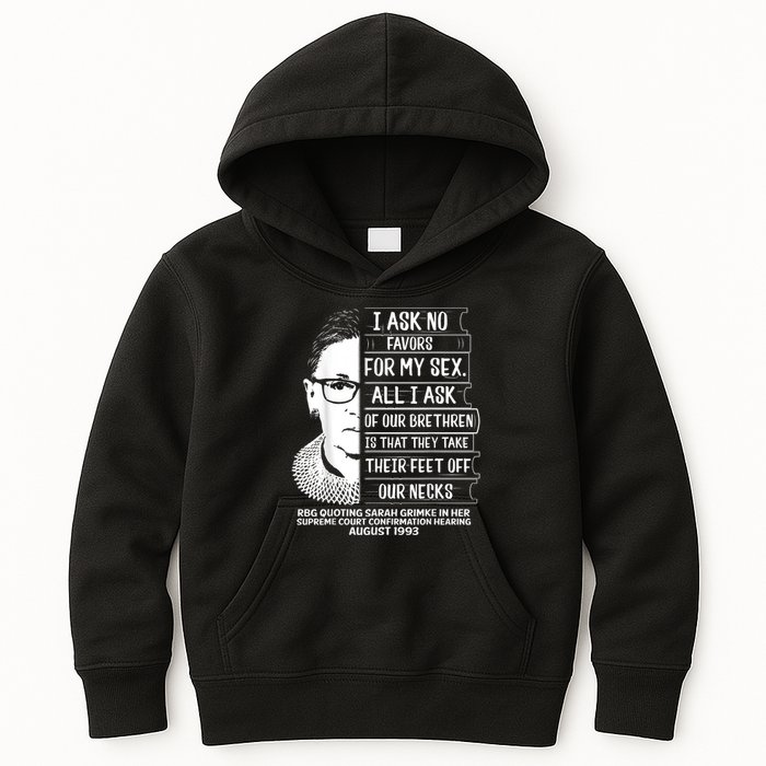 Rbg Quote Ruth Bader Ginsburg I Ask No Favor Kids Hoodie