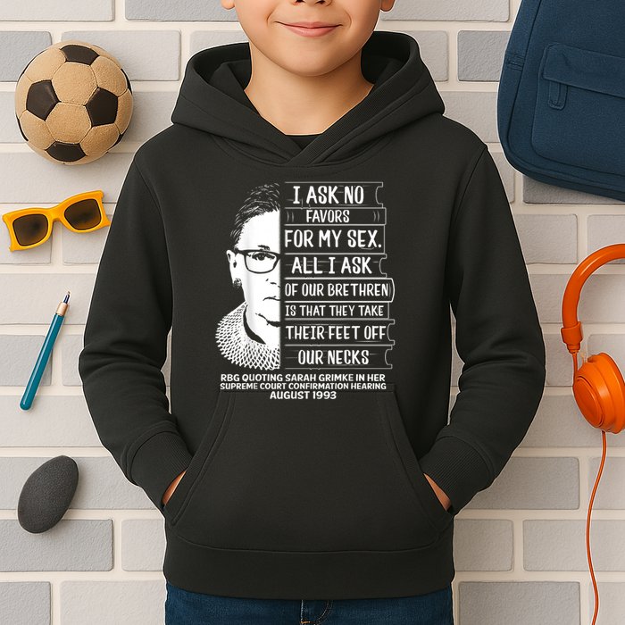 Rbg Quote Ruth Bader Ginsburg I Ask No Favor Kids Hoodie