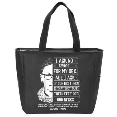 Rbg Quote Ruth Bader Ginsburg I Ask No Favor Zip Tote Bag