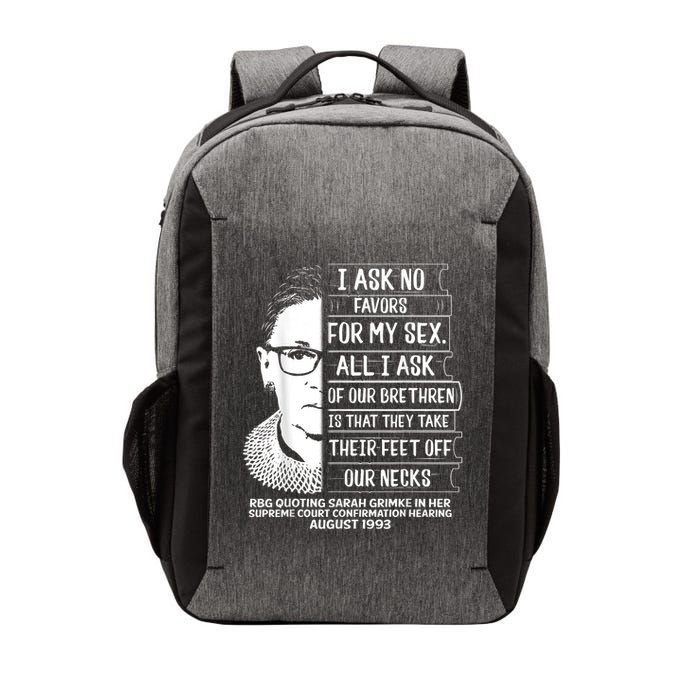 Rbg Quote Ruth Bader Ginsburg I Ask No Favor Vector Backpack