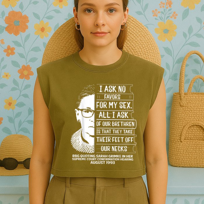 Rbg Quote Ruth Bader Ginsburg I Ask No Favor Garment-Dyed Women's Muscle Tee