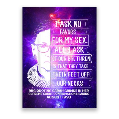 Rbg Quote Ruth Bader Ginsburg I Ask No Favor Poster