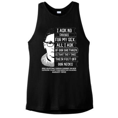 Rbg Quote Ruth Bader Ginsburg I Ask No Favor Ladies PosiCharge Tri-Blend Wicking Tank