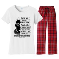 Rbg Quote Ruth Bader Ginsburg I Ask No Favor Women's Flannel Pajama Set