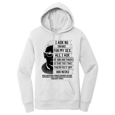 Rbg Quote Ruth Bader Ginsburg I Ask No Favor Women's Pullover Hoodie