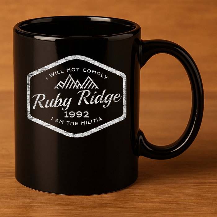 Ruby Ridge 1992. I Will Not Comply. Premium 11oz C Handle Ceramic Mug