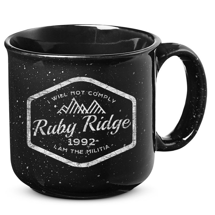 Ruby Ridge 1992. I Will Not Comply. Premium 15oz Campfire Ceramic Mug