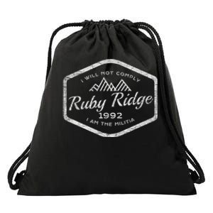 Ruby Ridge 1992. I Will Not Comply. Premium Drawstring Bag