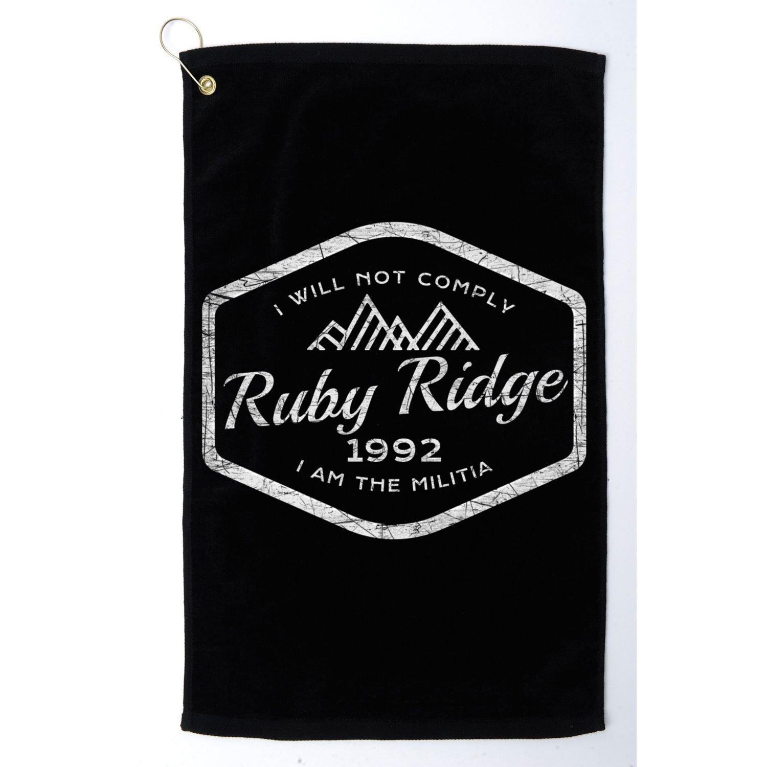 Ruby Ridge 1992. I Will Not Comply. Premium Golf Towel