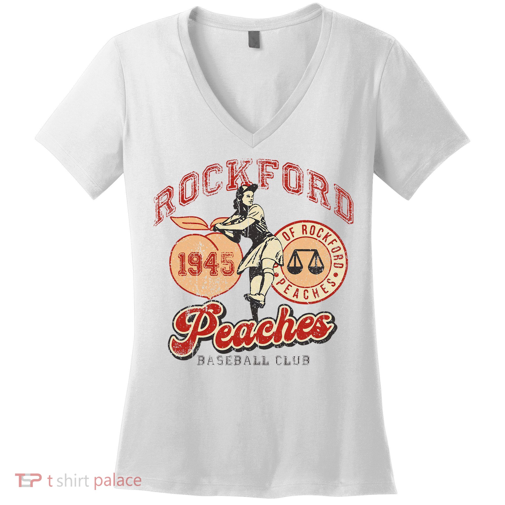 Rockford Retro 1945 Peaches Women's V-Neck T-Shirt