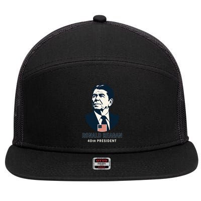 Ronald Reagan 40th President Minimalistic 7 Panel Mesh Trucker Snapback Hat