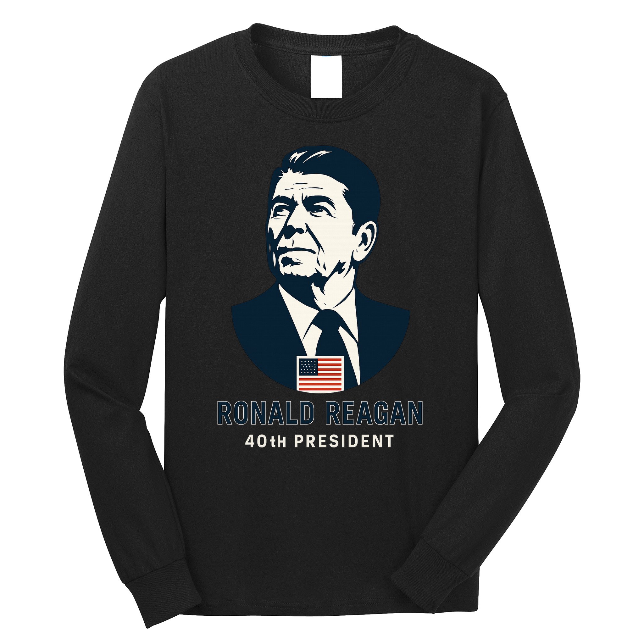 Ronald Reagan 40th President Minimalistic Long Sleeve Shirt