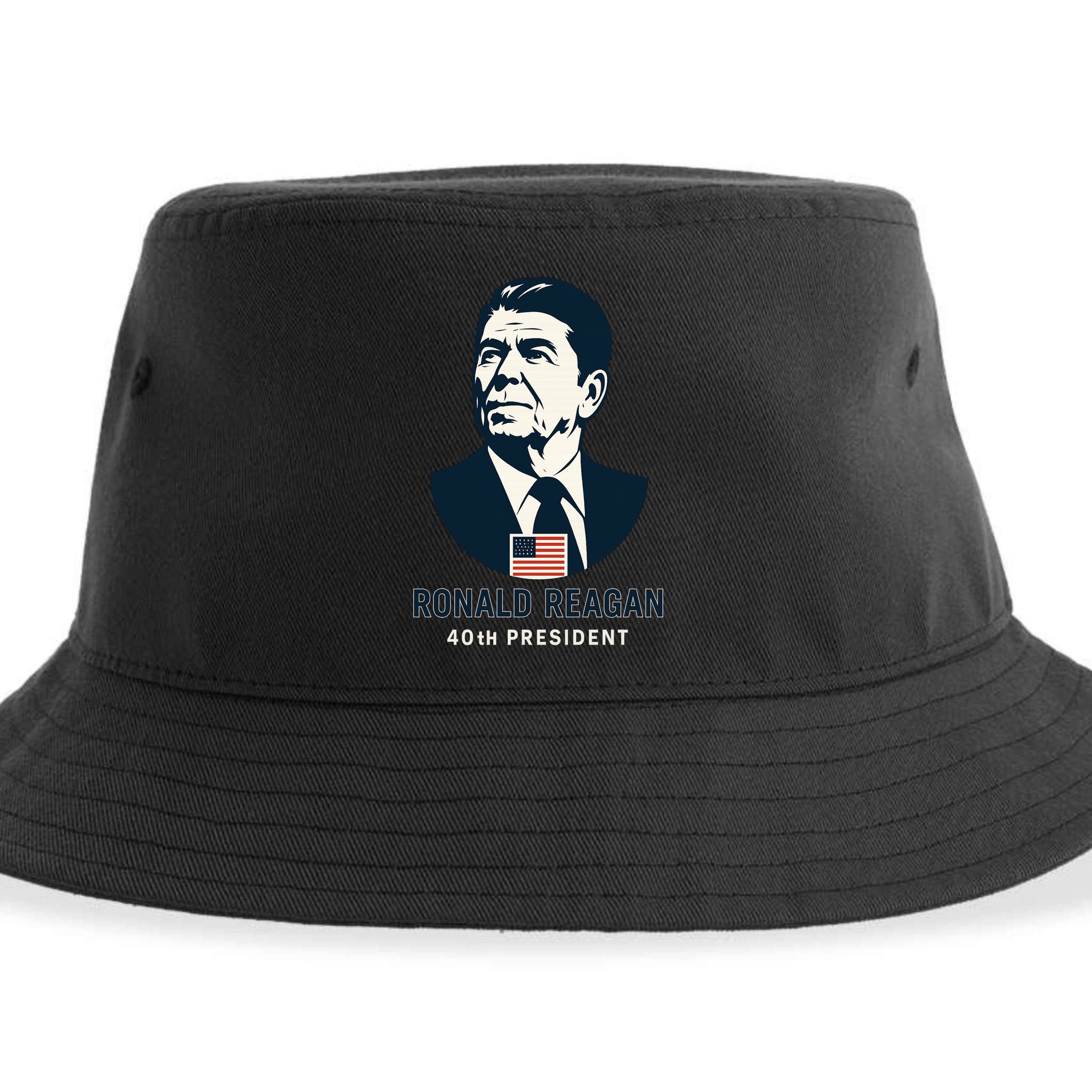 Ronald Reagan 40th President Minimalistic Sustainable Bucket Hat