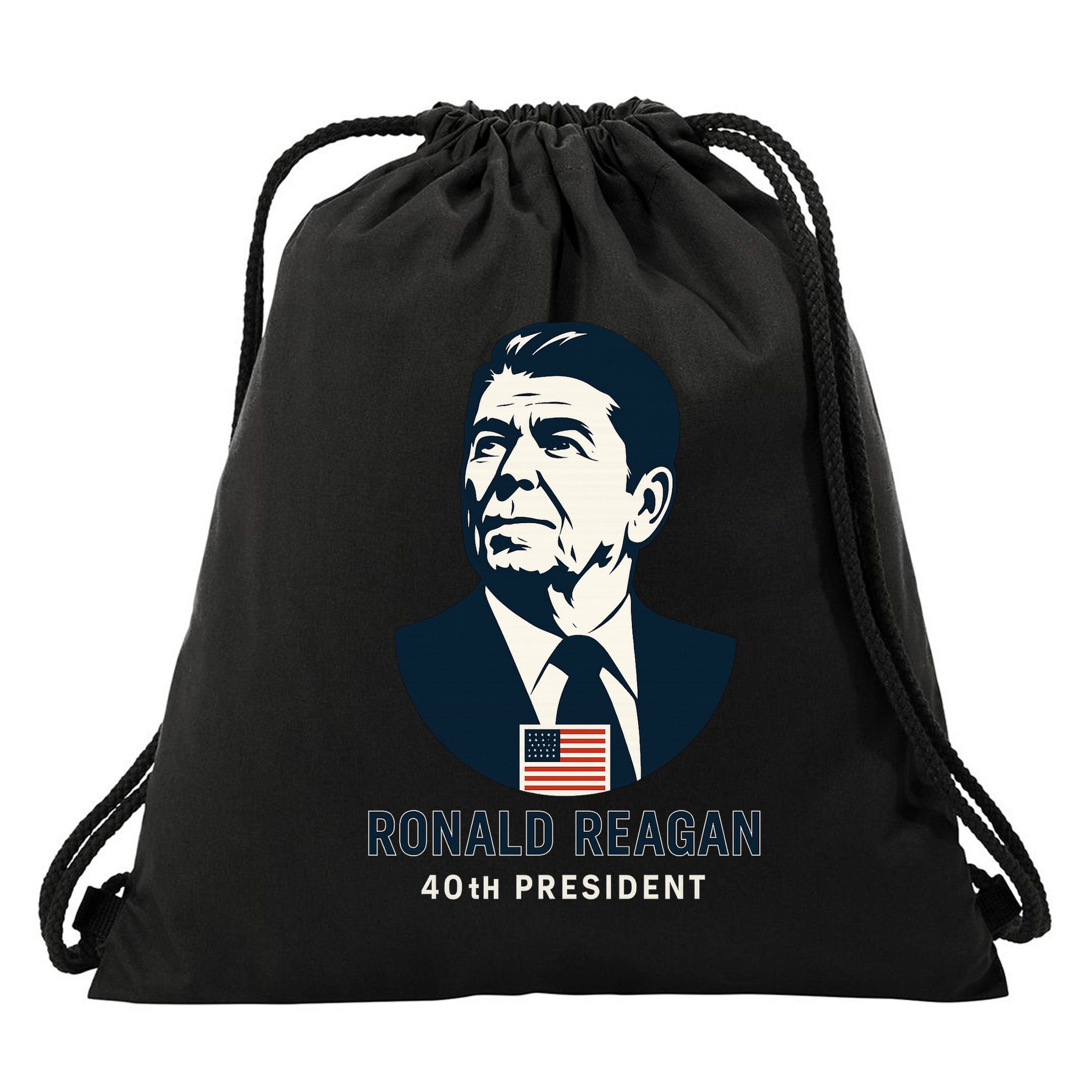Ronald Reagan 40th President Minimalistic Drawstring Bag