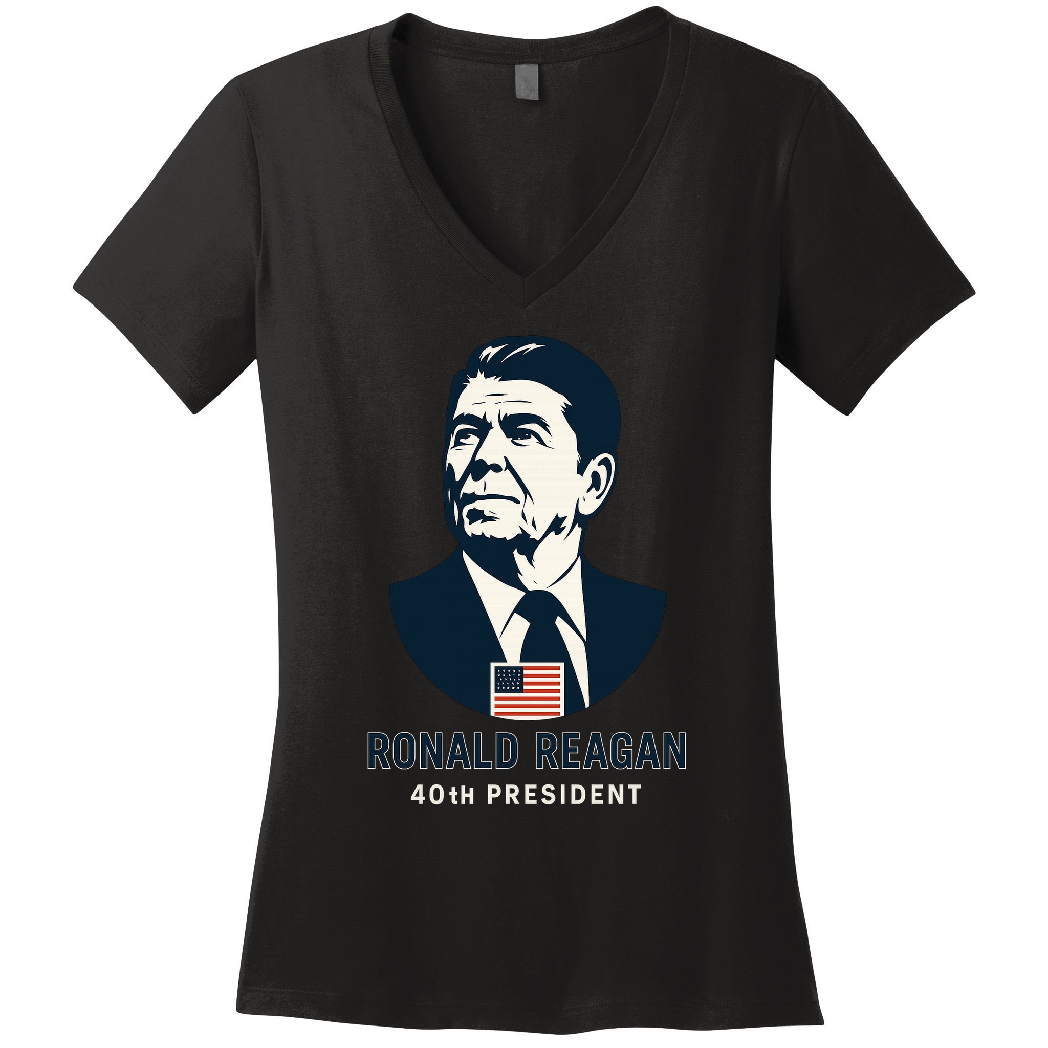 Ronald Reagan 40th President Minimalistic Women's V-Neck T-Shirt