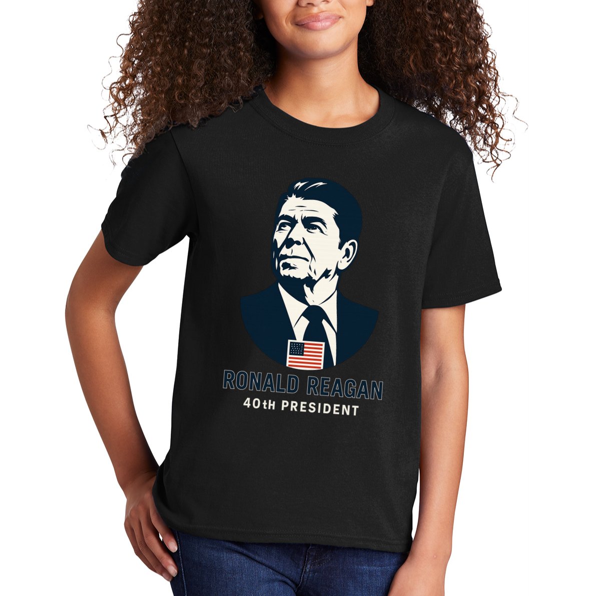 Ronald Reagan 40th President Minimalistic Kids T-Shirt