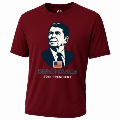 Ronald Reagan 40th President Minimalistic Cooling Performance Crew T-Shirt
