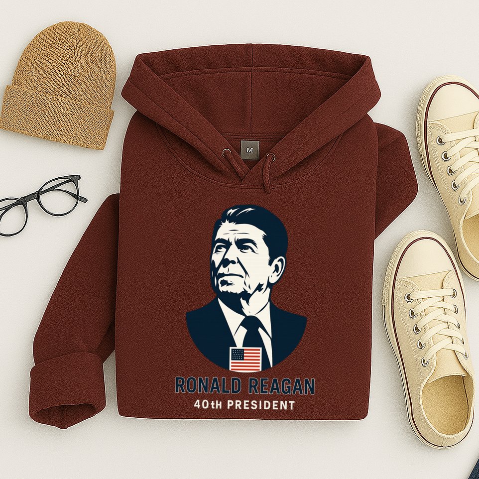 Ronald Reagan 40th President Minimalistic Hoodie