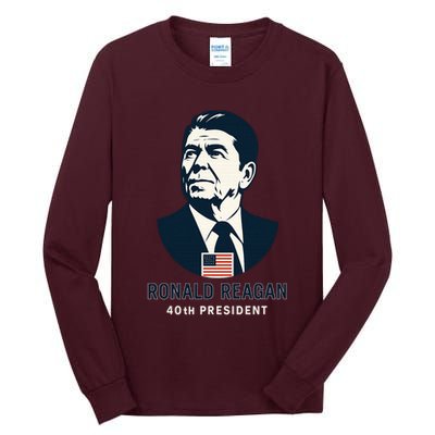 Ronald Reagan 40th President Minimalistic Tall Long Sleeve T-Shirt