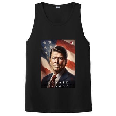 Ronald Reagan 40th President Of The United States Portrait PosiCharge Competitor Tank