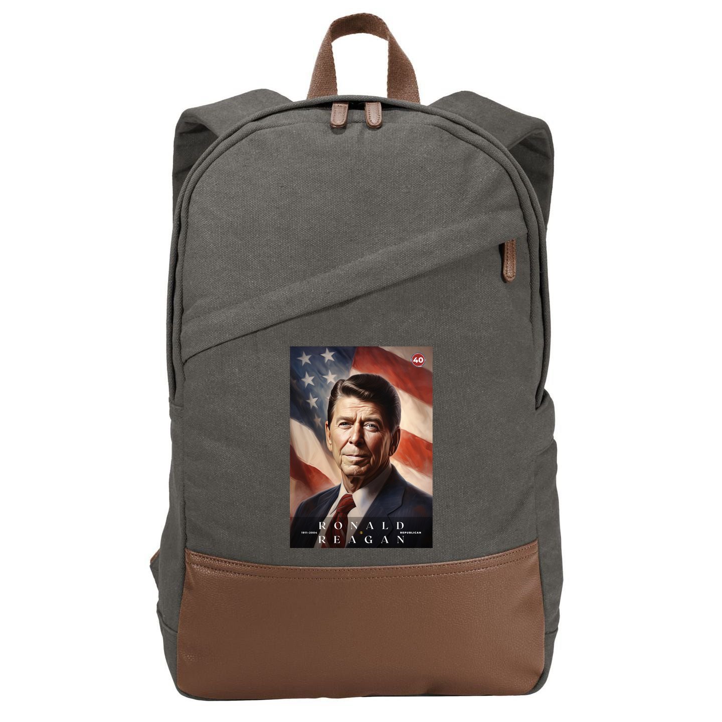 Ronald Reagan 40th President Of The United States Portrait Cotton Canvas Backpack