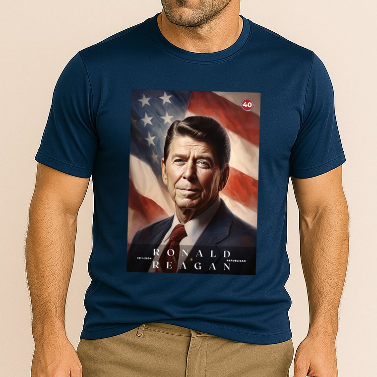 Ronald Reagan 40th President Of The United States Portrait Cooling Performance Crew T-Shirt