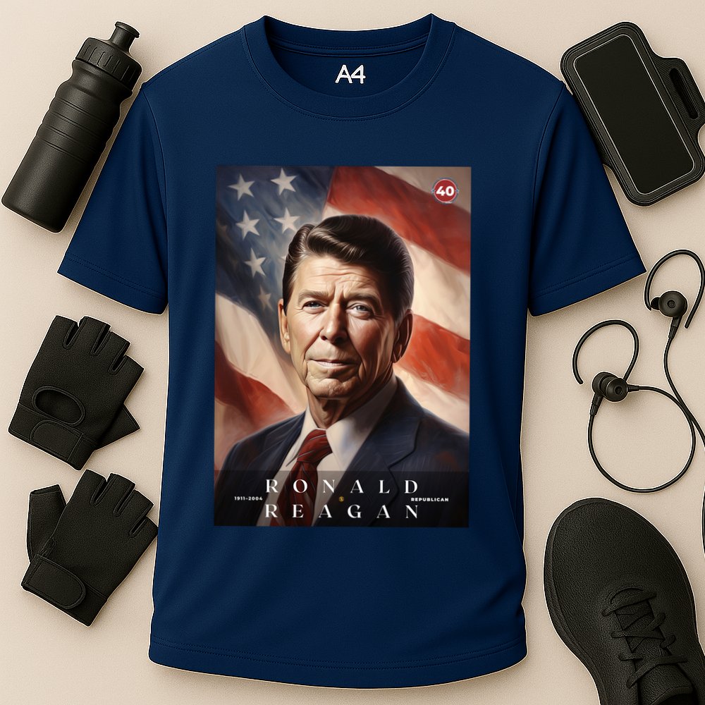 Ronald Reagan 40th President Of The United States Portrait Cooling Performance Crew T-Shirt