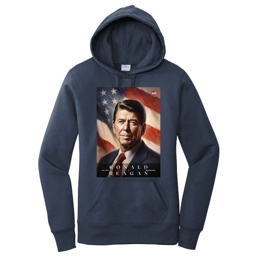 Ronald Reagan 40th President Of The United States Portrait Women's Pullover Hoodie