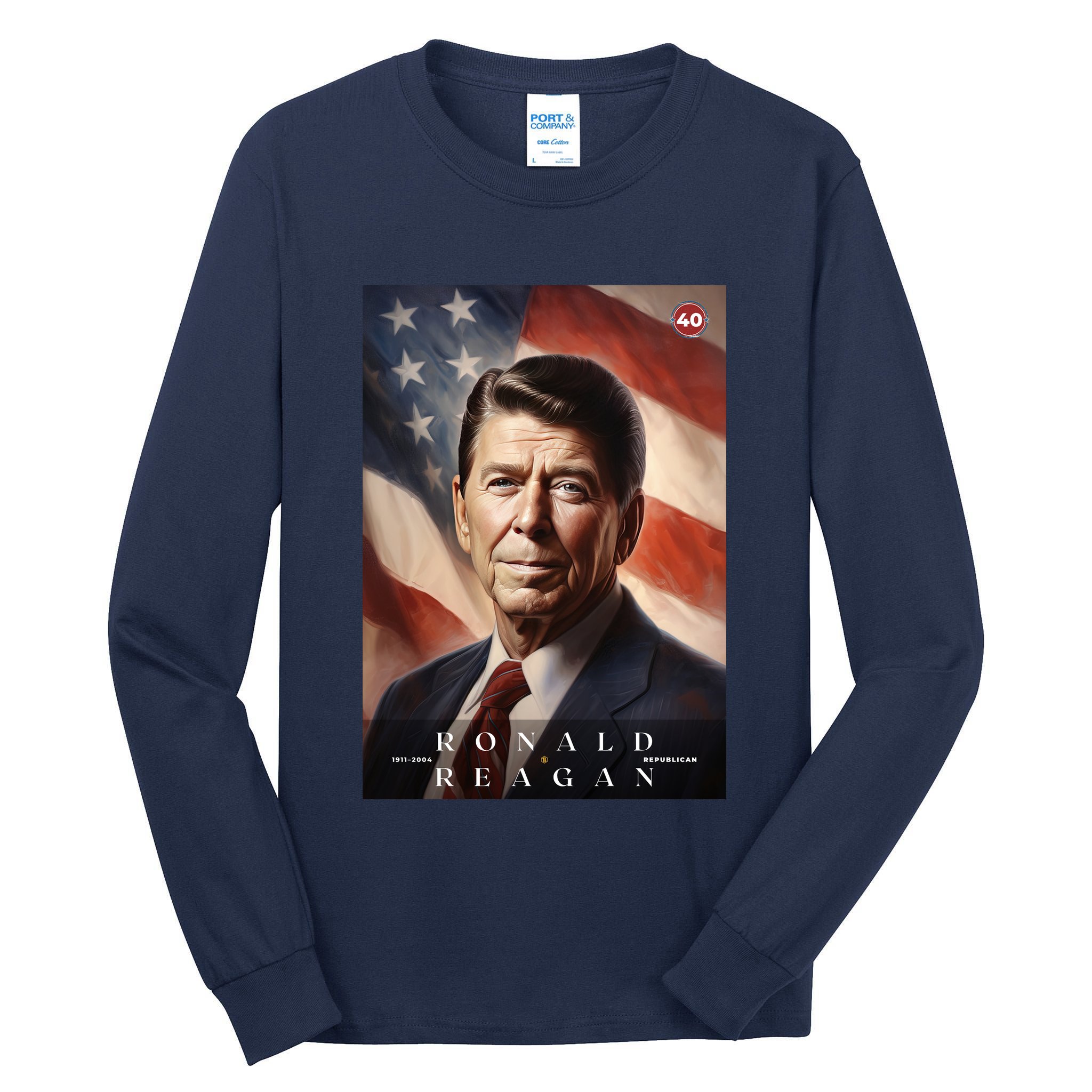 Ronald Reagan 40th President Of The United States Portrait Tall Long Sleeve T-Shirt