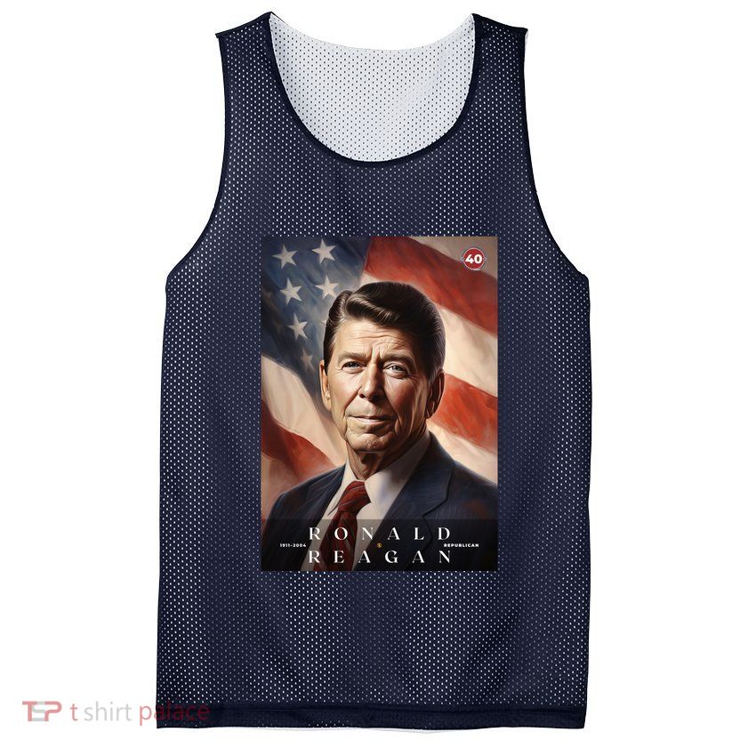 Ronald Reagan 40th President Of The United States Portrait Mesh Reversible Basketball Jersey Tank