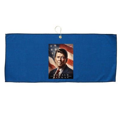 Ronald Reagan 40th President Of The United States Portrait Large Microfiber Waffle Golf Towel