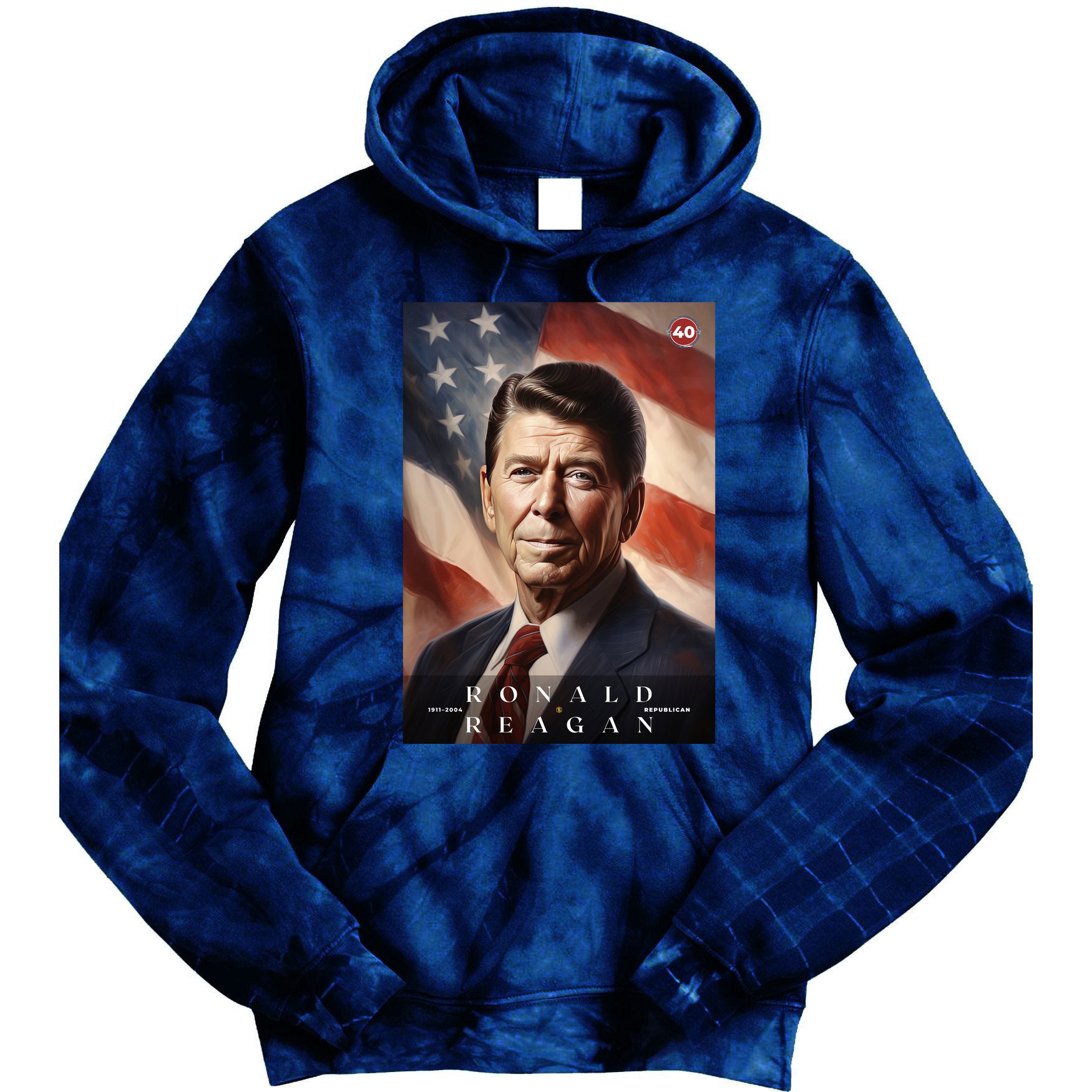 Ronald Reagan 40th President Of The United States Portrait Tie Dye Hoodie
