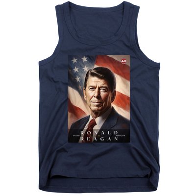 Ronald Reagan 40th President Of The United States Portrait Tank Top