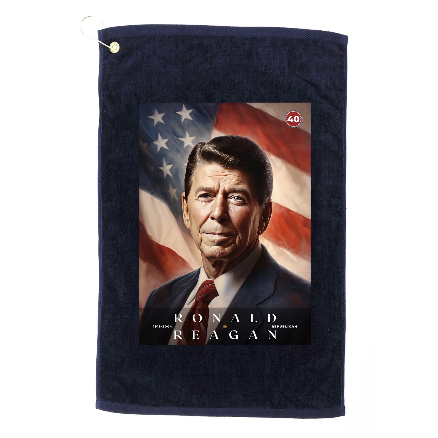 Ronald Reagan 40th President Of The United States Portrait Golf Towel