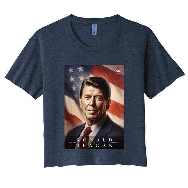 Ronald Reagan 40th President Of The United States Portrait Crop Top