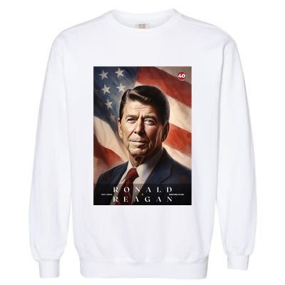 Ronald Reagan 40th President Of The United States Portrait Garment-Dyed Sweatshirt