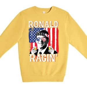 Ronald Ragin 4th Of July Merica Women American Flag Premium Crewneck Sweatshirt