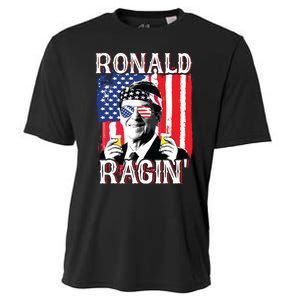 Ronald Ragin 4th Of July Merica Women American Flag Cooling Performance Crew T-Shirt