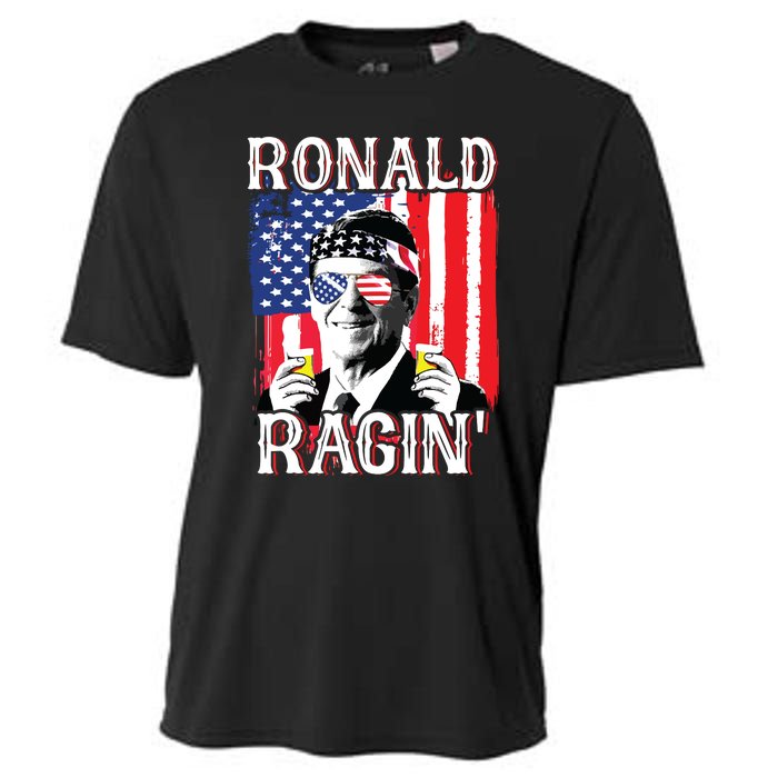 Ronald Ragin 4th Of July Merica Women American Flag Cooling Performance Crew T-Shirt